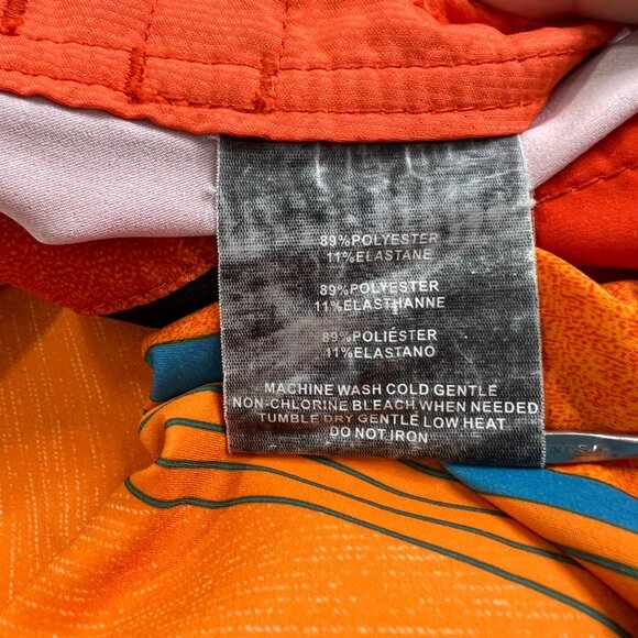 ONeill Mens Mid-Length Board Shorts Size 32 Orange/Blue Striped Drawstring Fit L - Picture 9 of 11